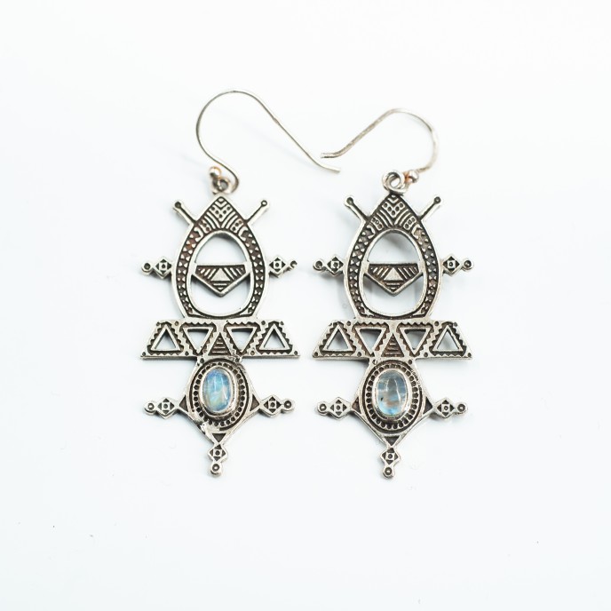 Cercei cruce tuarega pietre naturale Argint