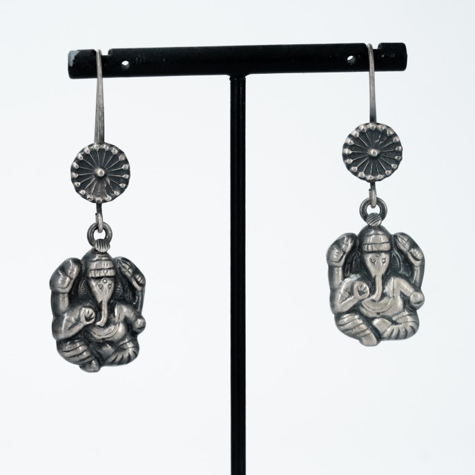 Cercei lungi Ganesha Argint
