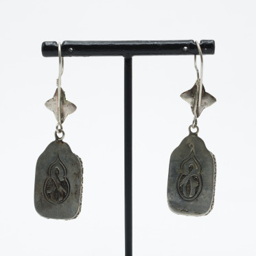 Cercei Afgani dreptunghiulari onix capricorn Argint