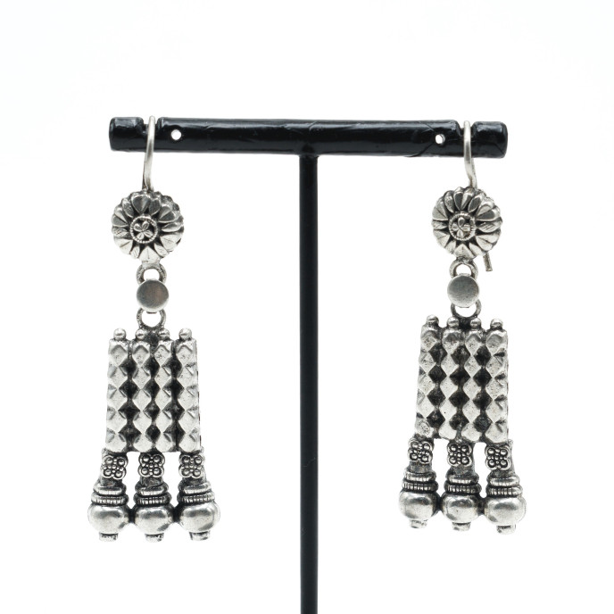 Cercei etnici conuri si bile Argint