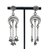 Cercei etnici semicerc ciucuri lungi Argint