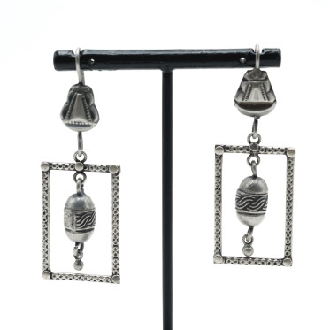 Cercei etnici dreptunghiulari butelcuta Argint
