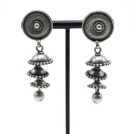 Cercei etnici trei palarii disc Argint