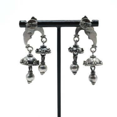 Cercei etnici doi pauni bilute Argint