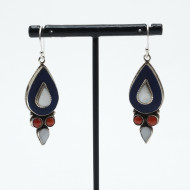 Cercei Nepal picatura lunga lapis-lazuli Argint