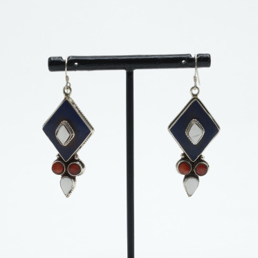 Cercei Nepal romb lung Argint