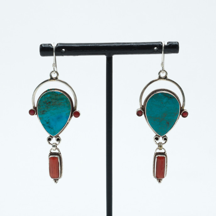 Cercei Nepal picatura bat Argint