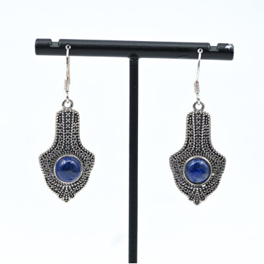 Cercei lungi amfora lapis lazuli Argint