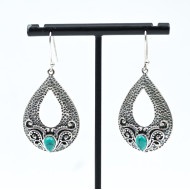 Cercei picatura hammered turcoaza Argint