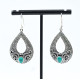Cercei picatura hammered turcoaza Argint