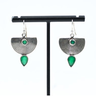 Cercei semicerc agat verde Argint