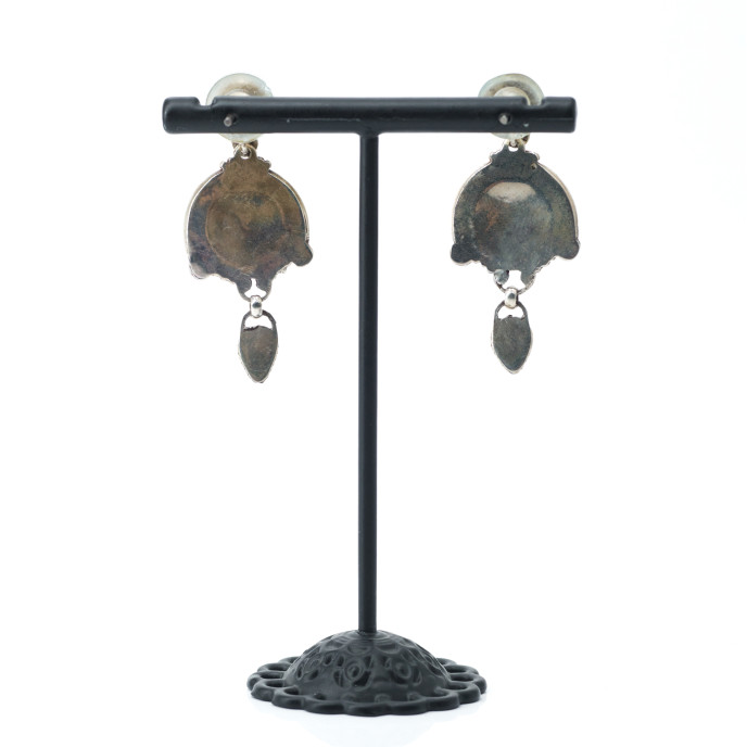 Cercei Nepal banut picatura lapis Argint