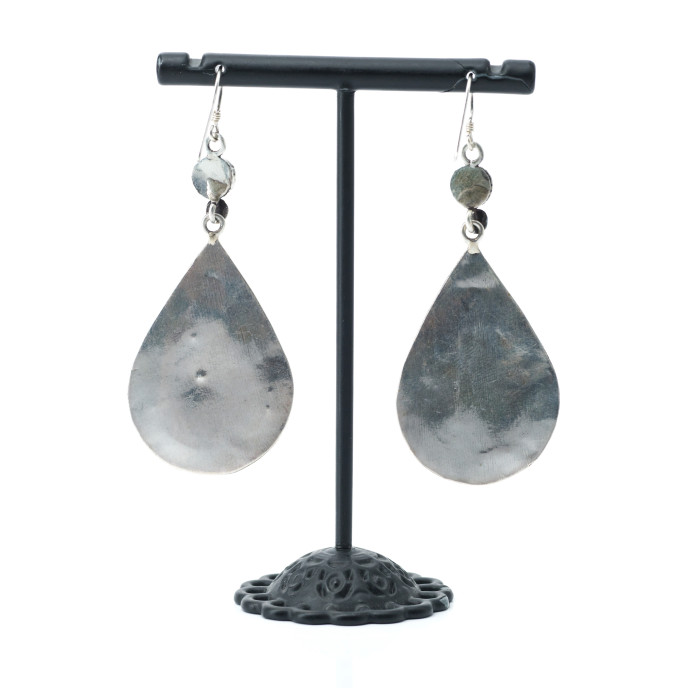 Cercei Nepal picatura lapis turcoaza Argint