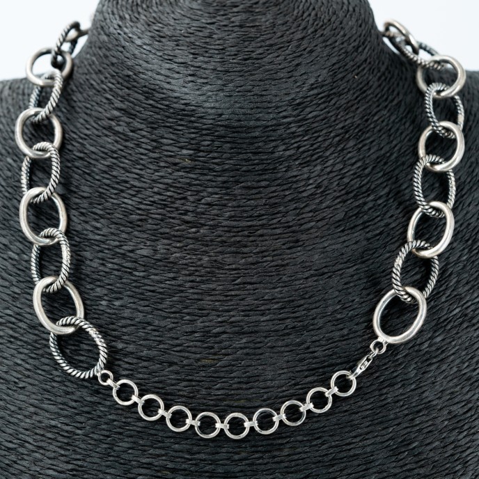 Colier zale ovale lungi Argint