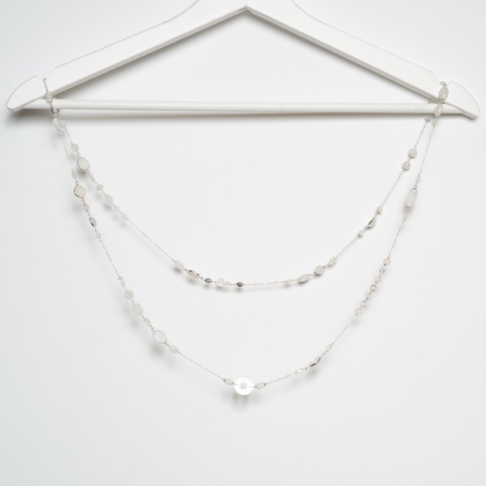 Lant multi pietre piatra-lunii 124cm Argint