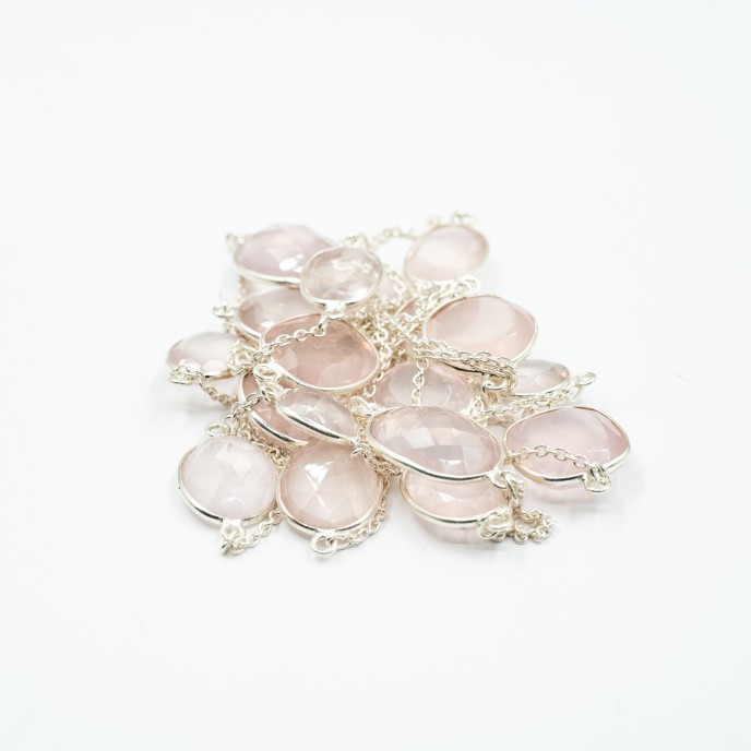 Lant multi pietre cuarz-roz 138cm Argint