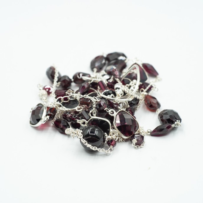 Lant multi pietre granat 154cm Argint