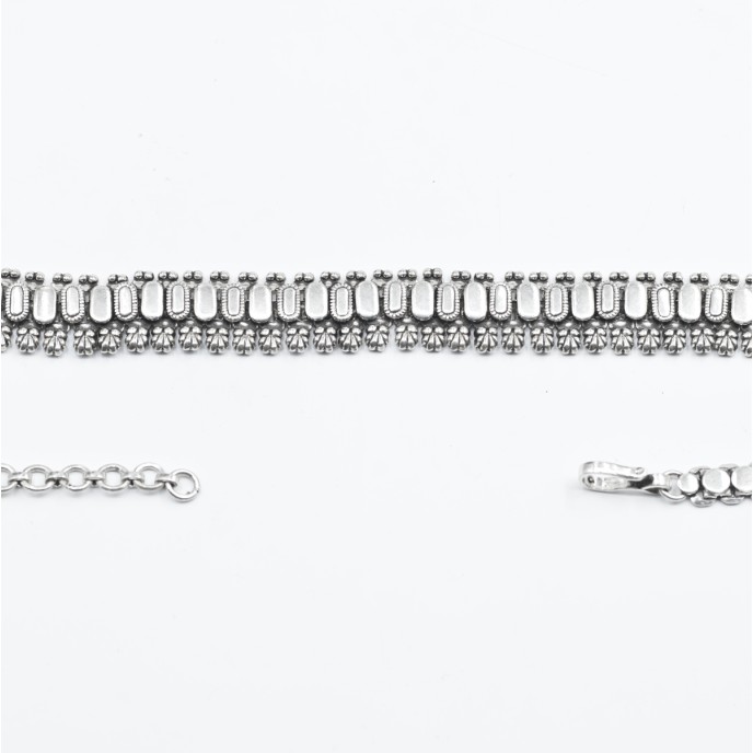 Colier ovale si flori India Argint