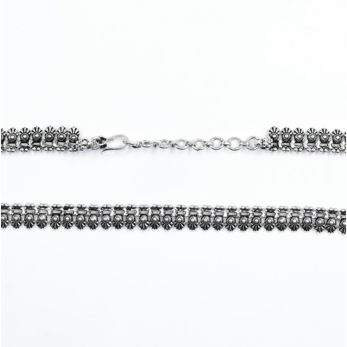 Colier etnic flori India Argint