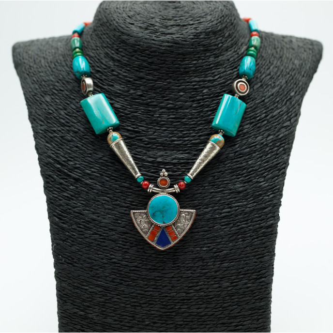 Colier Nepal pandantiv triunghi s Argint