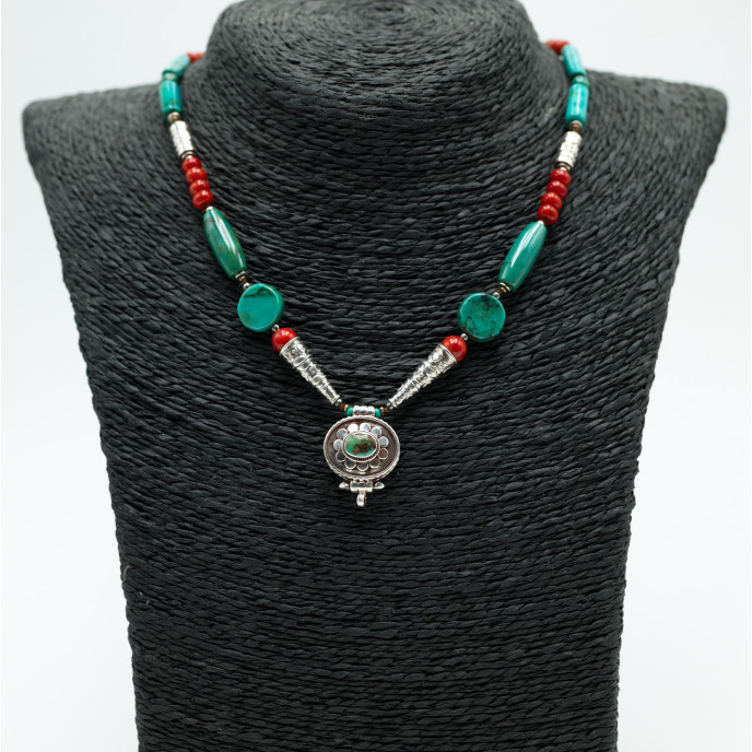 Colier Nepal banut oval floare.nr.4 Argint