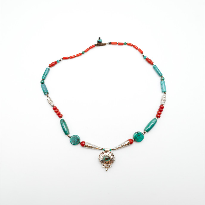 Colier Nepal banut oval floare.nr.4 Argint