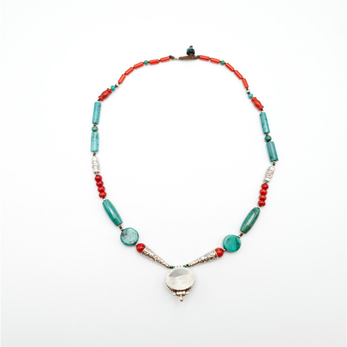 Colier Nepal banut oval floare.nr.4 Argint