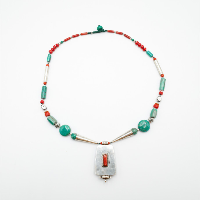 Colier Nepal pandantiv trapez m Argint