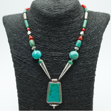 Colier Nepal pandantiv trapez s Argint