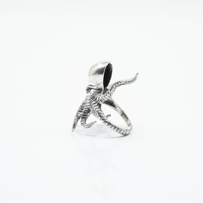 Inel masiv caracatita cz negru Argint