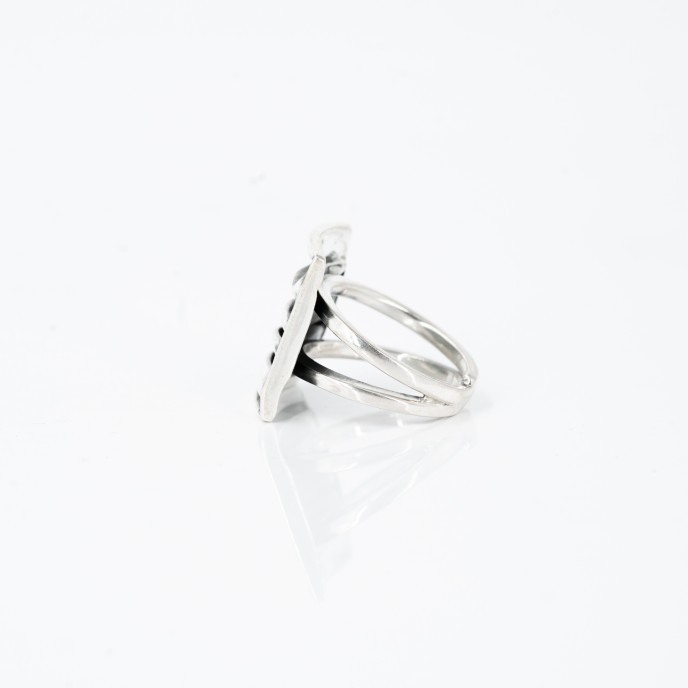 Inel patrat creponat Argint