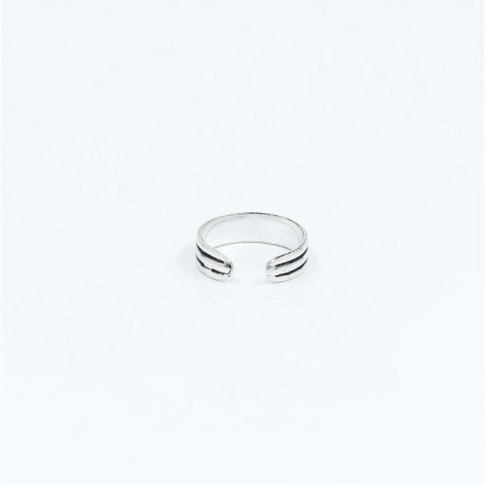 Inel picior trei dungi negre Argint