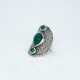 Inel lung broderie trio pietre agat.verde Argint