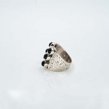 Inel corset 6 bumbi onix Argint