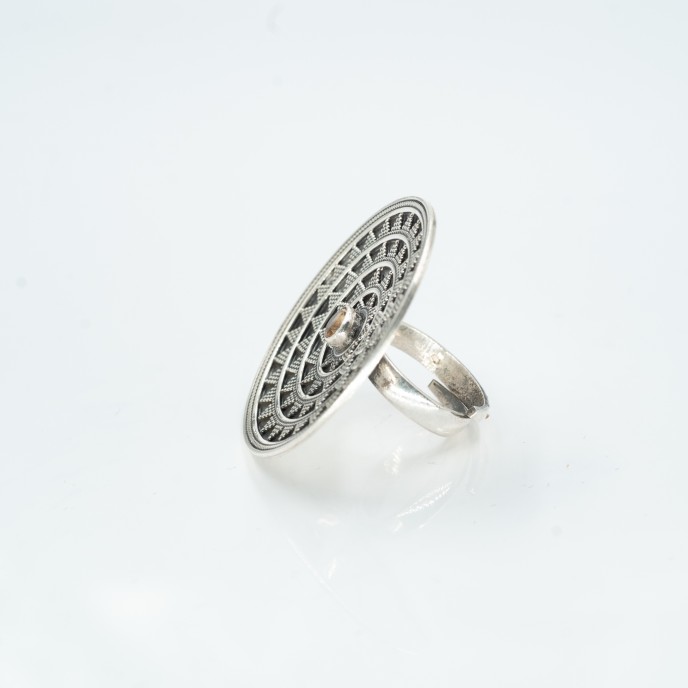 Inel rotund soare triunghiulete citrin Argint