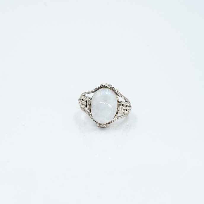 Inel oval zale piatra lunii Argint