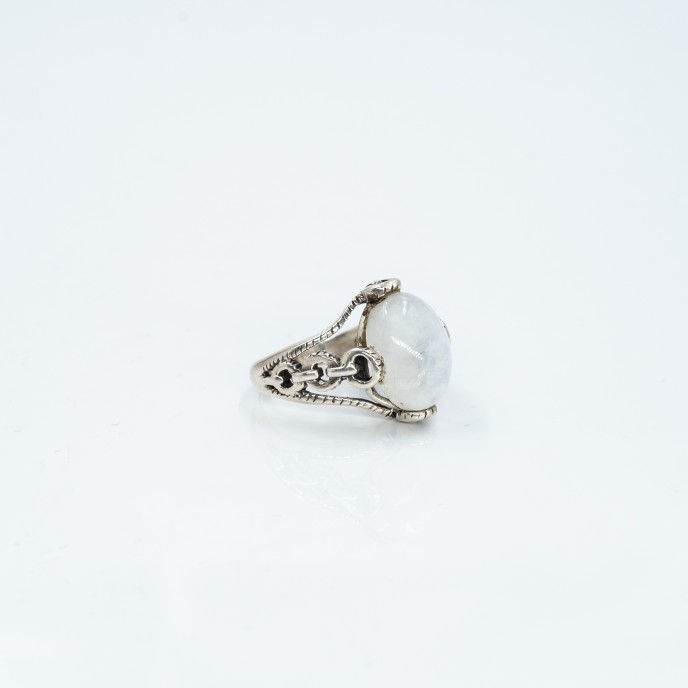 Inel oval zale piatra lunii Argint