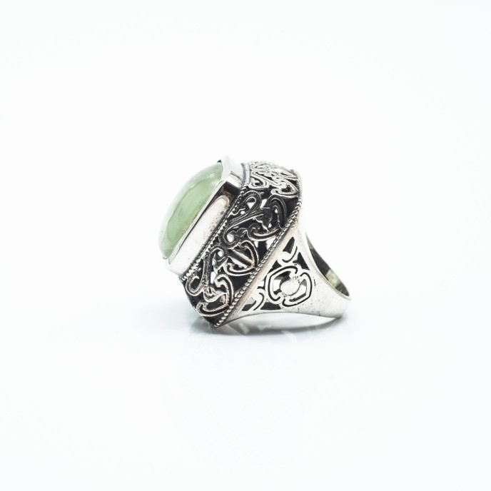 Inel patrat xl prehnit Argint