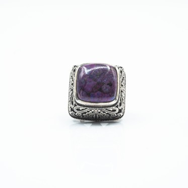 Inel patrat xl turcoaz mov Argint