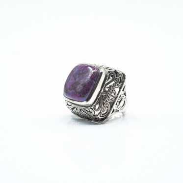 Inel patrat xl turcoaz mov Argint