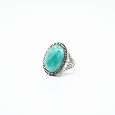Inel oval model amazonite Argint
