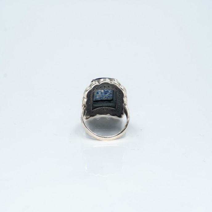 Inel piatra dreptunghiulara lapis lazuli Argint