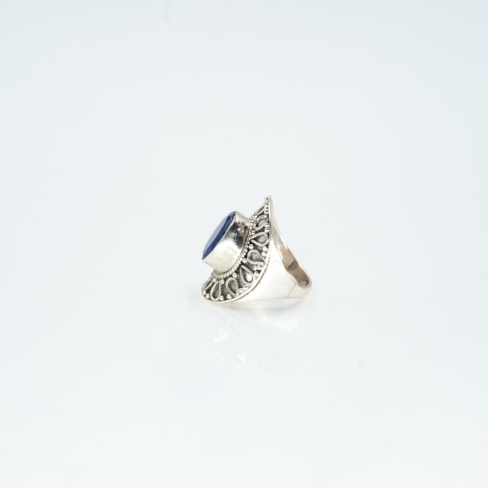 Inel oval picaturi lapis fatetat Argint