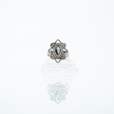 Inel xs oval floare topaz mistic Argint