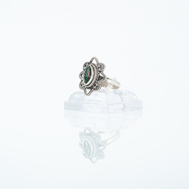 Inel xs oval floare topaz mistic Argint