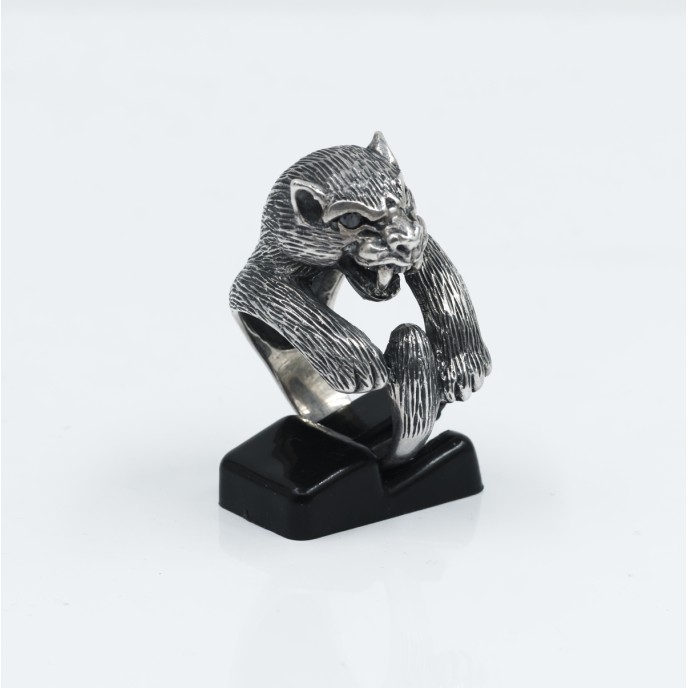 Inel pantera c.z.negru Argint