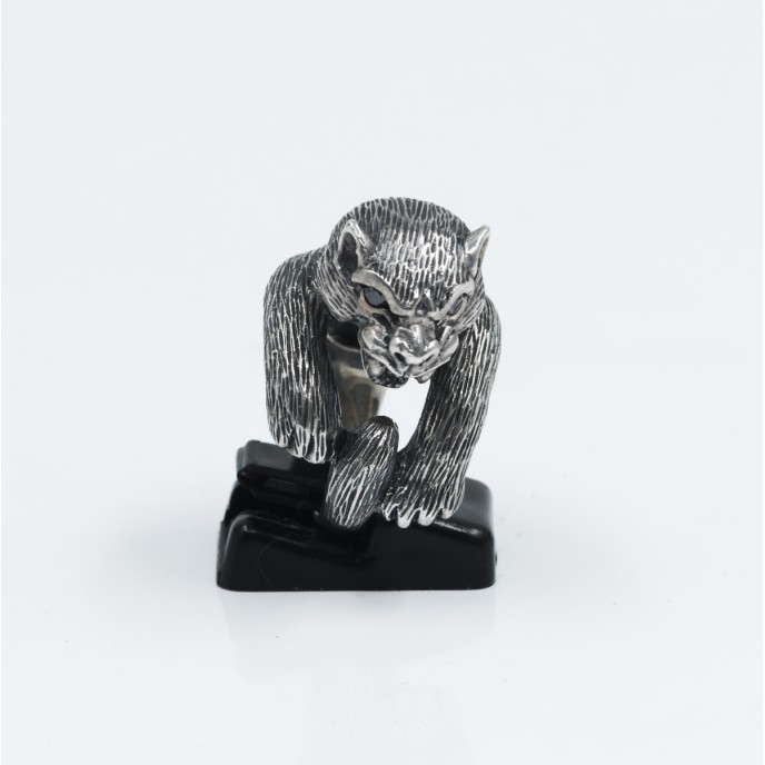 Inel pantera c.z.negru Argint