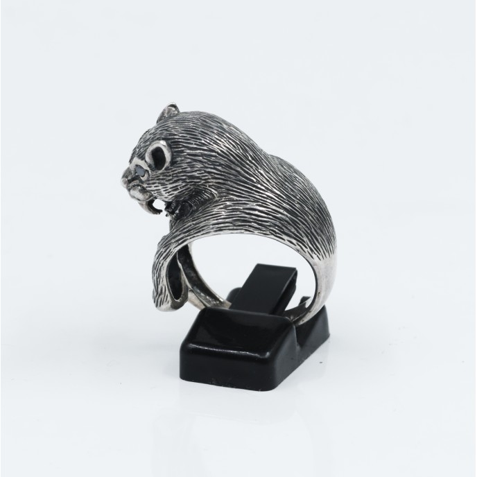 Inel pantera c.z.negru Argint