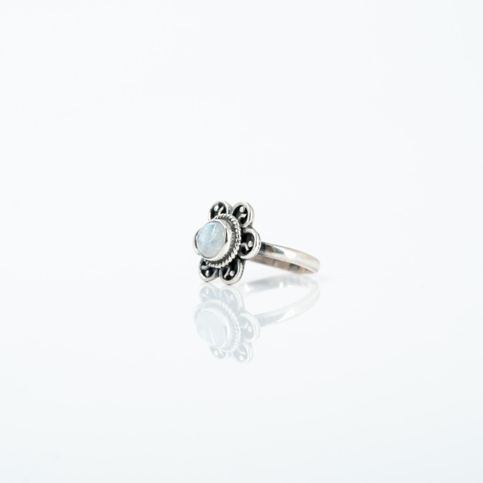 Inel xs floare piatra lunii Argint