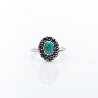 Inel xs floare ovala turcoaza Argint